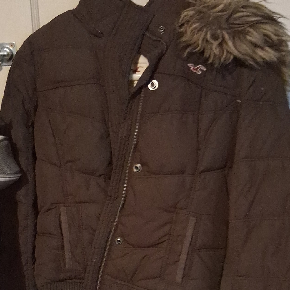 Hollister Brown Puffer Jacket with Insulated Padding